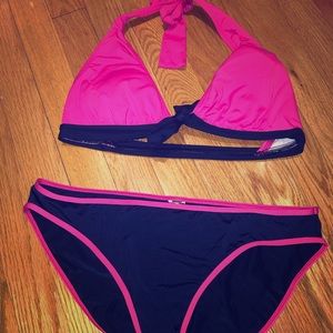 Pink and Navy Bikini Set